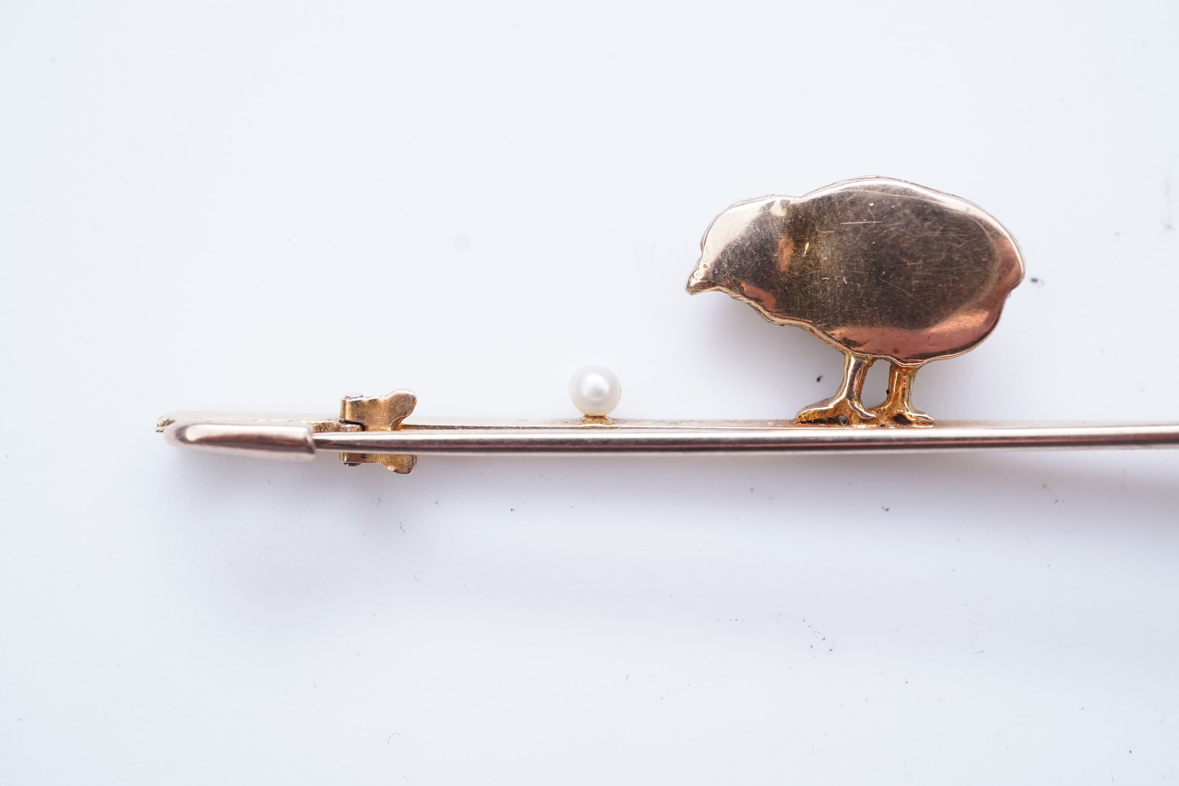 vcA novelty gold and seed pearl bar brooch, early 20th century